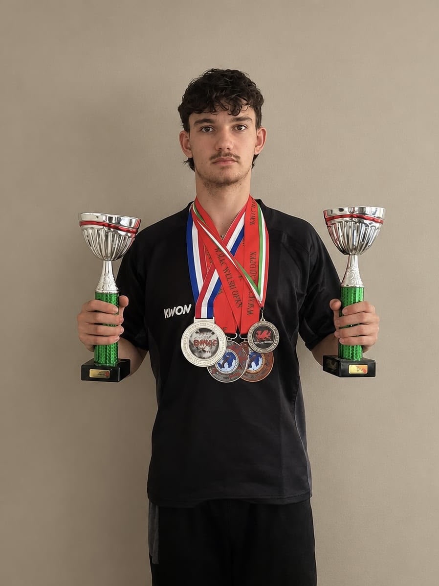 Leon Hargreaves with medals